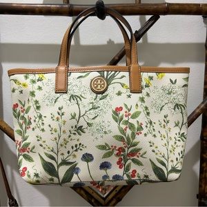 Tory Burch garden print vinyl shopper